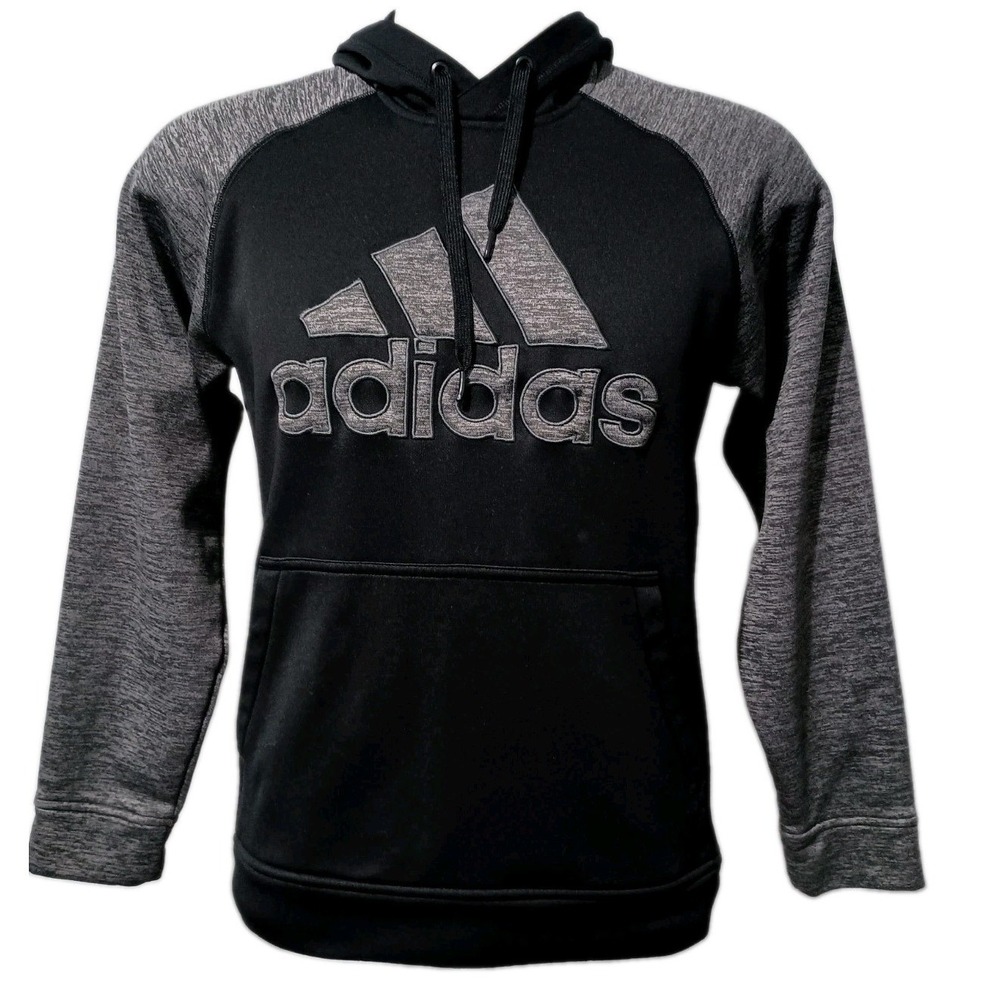 Adidas Hoodie Men's Size M Pullover Polyester Embroidered Logo Drawstring Hood